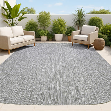 Miles Modern Minimalist Radius Corner Solid Indoor/Outdoor Area Rug